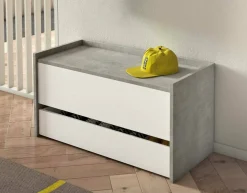 Cassapanca Sogno, 90x40h46 cm, Bianco e Cemento<Dmora Discount