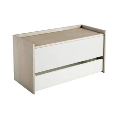 Cassapanca Sogno, 90x40h46 cm, Bianco e Rovere<Dmora New