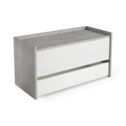 Cassapanca Sogno, 90x40h46 cm, Bianco e Cemento<Dmora Discount