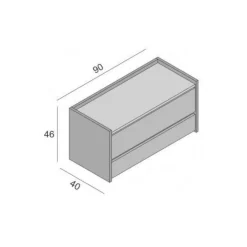 Cassapanca Sogno, 90x40h46 cm, Bianco e Cemento<Dmora Discount