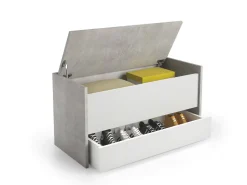 Cassapanca Sogno, 90x40h46 cm, Bianco e Cemento<Dmora Discount
