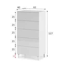 Cassettiera Aaron, 61x40h117 cm,<Dmora Flash Sale