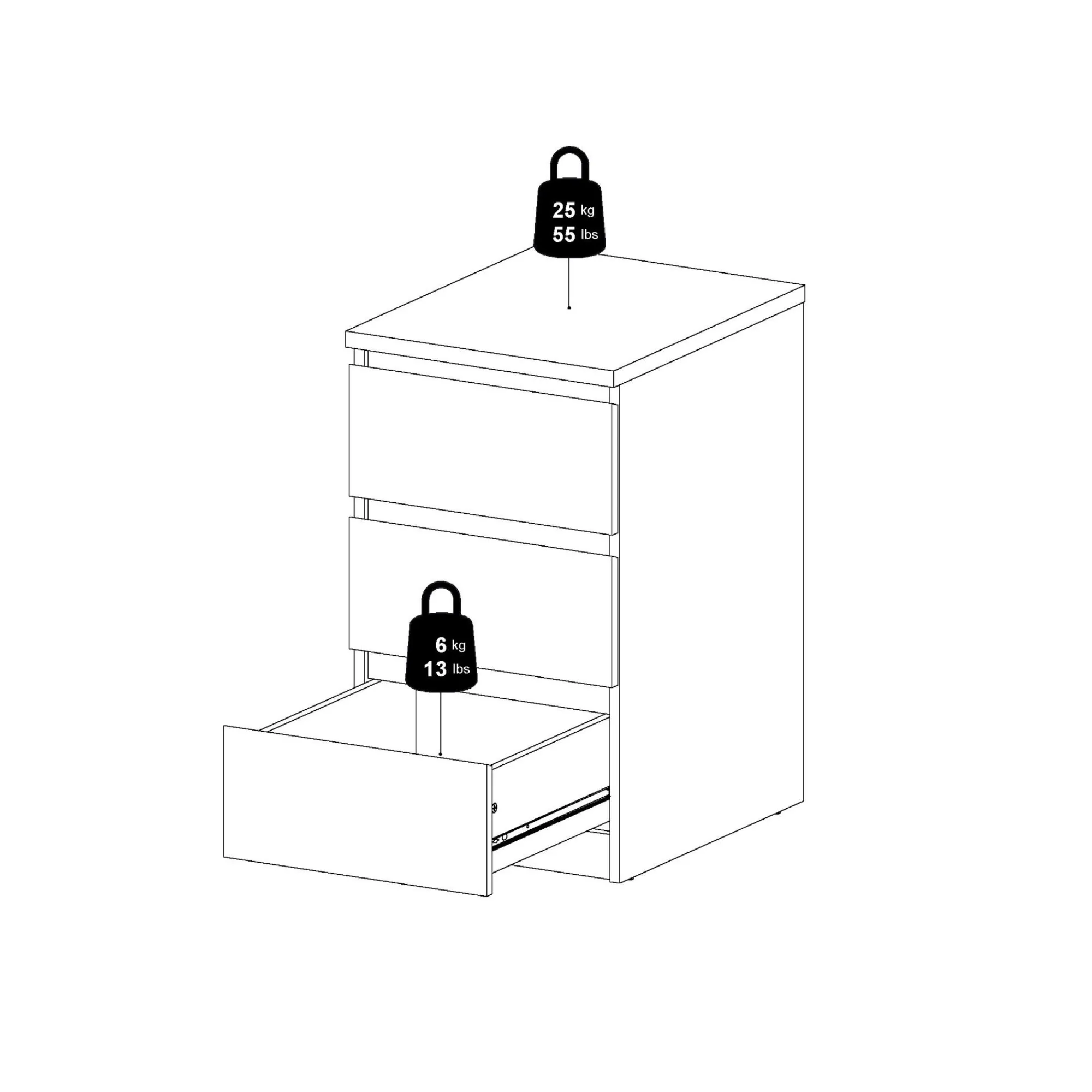 Cassettiera Accudino, 40x50 h70 cm, Bianco<Dmora Best Sale
