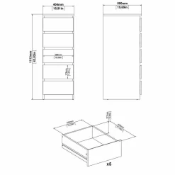 Cassettiera Achaldi, 40x50 h111 cm, Bianco<Dmora Cheap