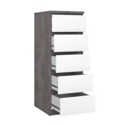 Cassettiera Achaldi, 50x40 h111 cm, Cemento e Bianco<Dmora Fashion