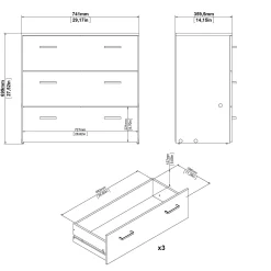 Cassettiera Adal, 74x36 h70 cm,<Dmora Discount