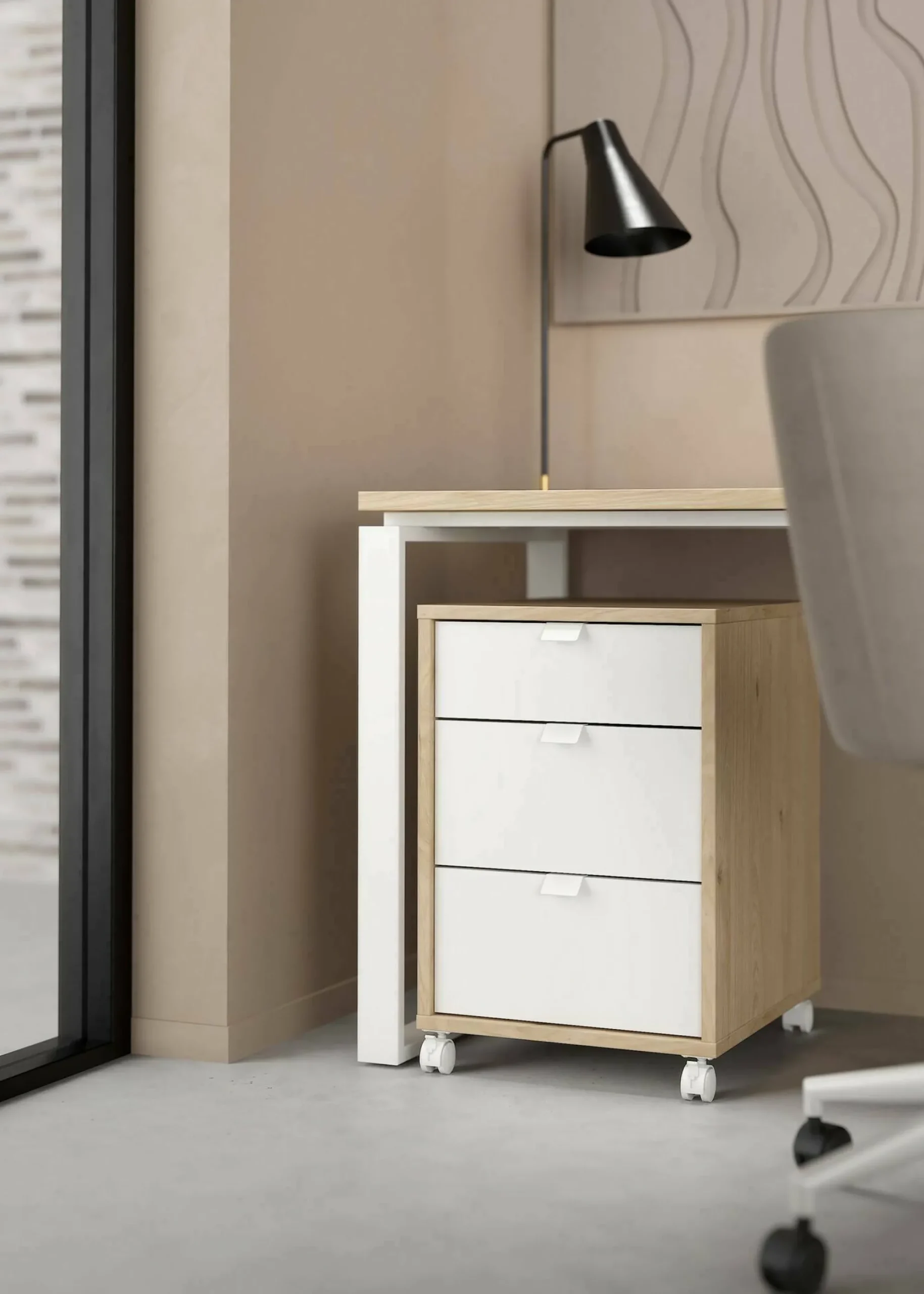 Cassettiera Agazzino, 48x41 h61 cm, Rovere e Bianco<Dmora Sale
