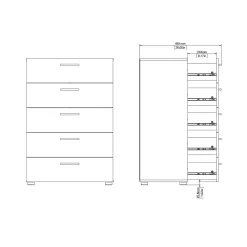 Cassettiera Alf, 70x40 h102 cm, Quercia e Bianco<Dmora Best