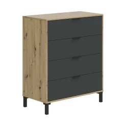 Cassettiera Alfana, 76x40h94 cm, Rovere nodi e Antracite<Dmora New