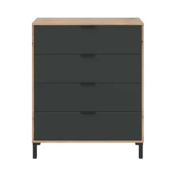 Cassettiera Alfana, 76x40h94 cm, Rovere nodi e Antracite<Dmora New