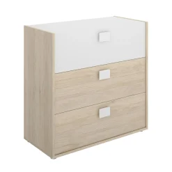 Cassettiera Alibaba, 80x43h81 cm, Rovere e Bianco<Dmora Discount