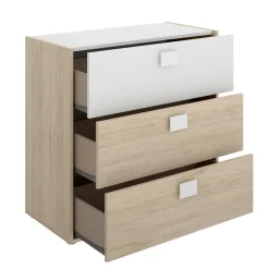 Cassettiera Alibaba, 80x43h81 cm, Rovere e Bianco<Dmora Discount