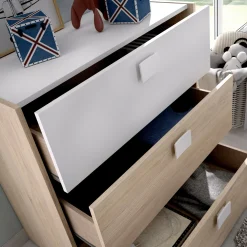 Cassettiera Alibaba, 80x43h81 cm, Rovere e Bianco<Dmora Discount