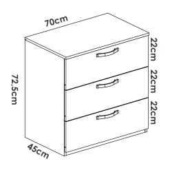 Cassettiera Alic, 70x45h72 cm,<Dmora Cheap