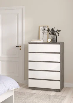 Cassettiera Ansel, 50x77 h111 cm, Cemento e Bianco<Dmora Cheap