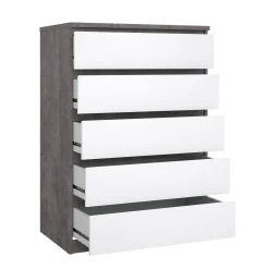Cassettiera Ansel, 50x77 h111 cm, Cemento e Bianco<Dmora Cheap