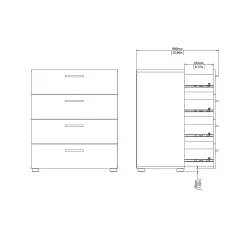 Cassettiera Aramis, 70x40 h82 cm,<Dmora Outlet