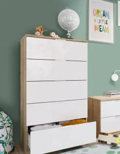 Cassettiera Armenia, 60x40h110 cm, Rovere e Bianco<Dmora Outlet