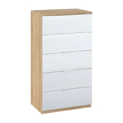 Cassettiera Armenia, 60x40h110 cm, Rovere e Bianco<Dmora Outlet