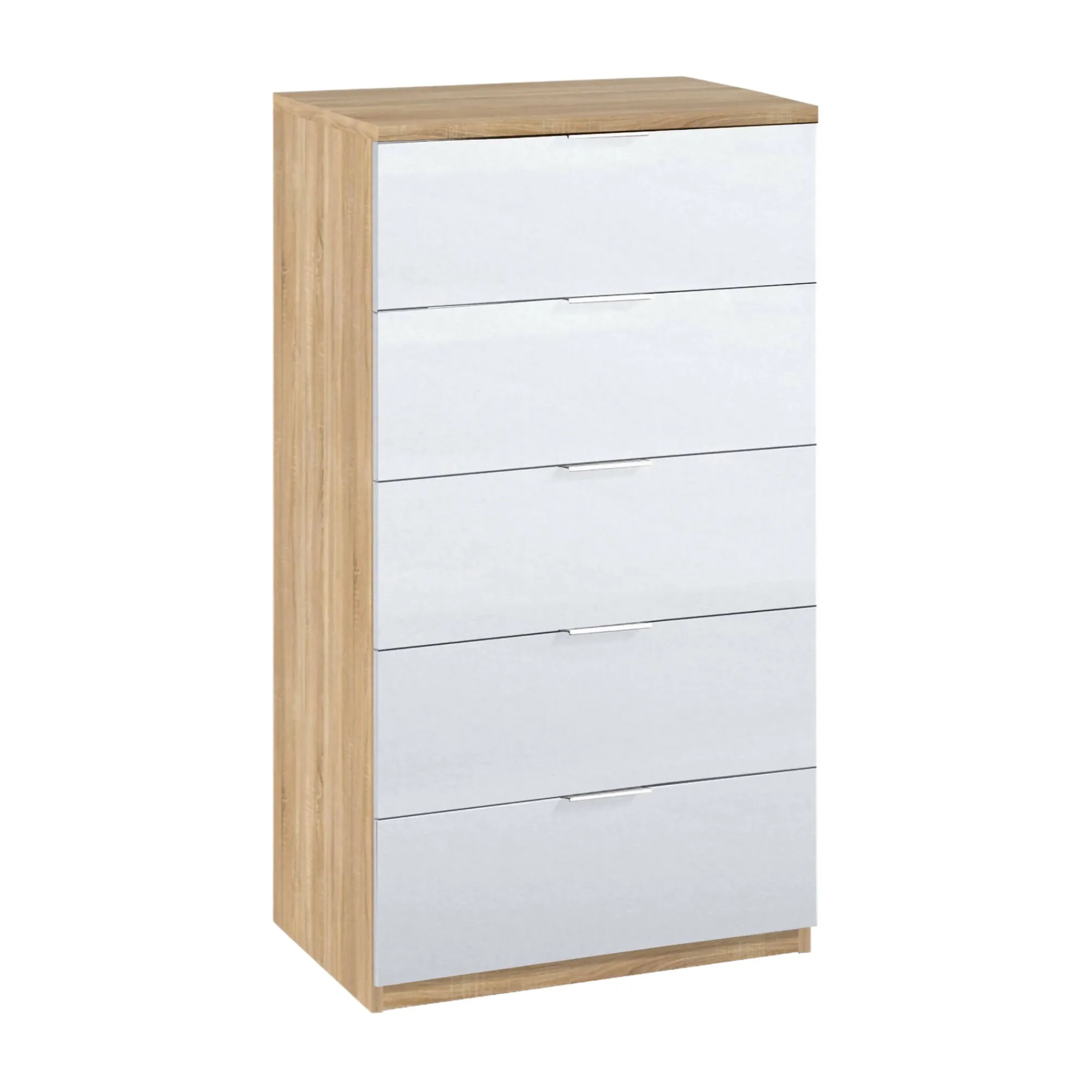 Cassettiera Armenia, 60x40h110 cm, Rovere e Bianco<Dmora Outlet