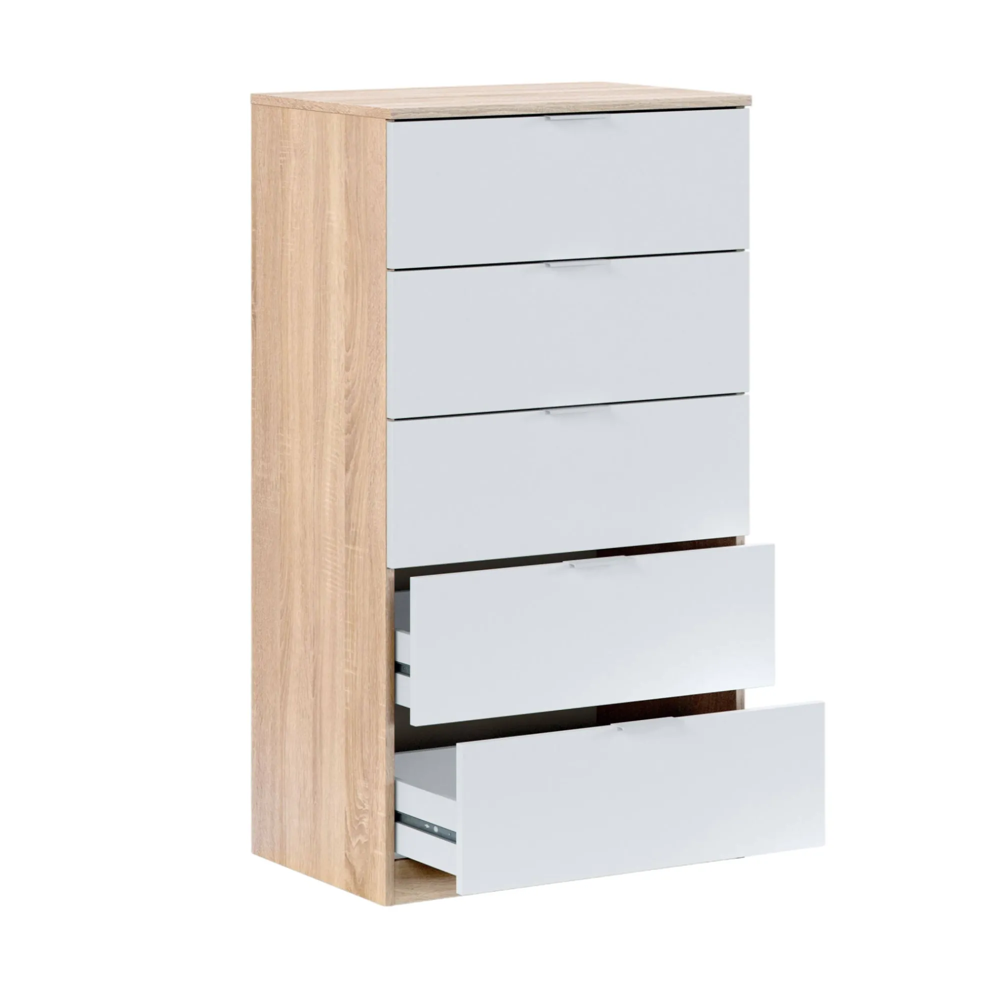 Cassettiera Armenia, 60x40h110 cm, Rovere e Bianco<Dmora Outlet