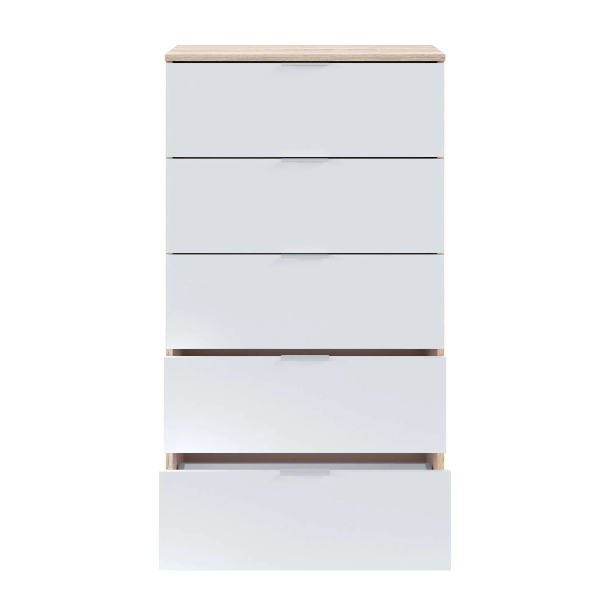 Cassettiera Armenia, 60x40h110 cm, Rovere e Bianco<Dmora Outlet