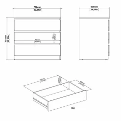Cassettiera Artic, 77x50 h70 cm, Bianco<Dmora Outlet