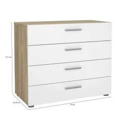 Cassettiera Arwen, 70x40 h76 cm, Quercia e Bianco<Dmora Sale