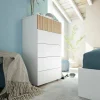 Cassettiera Asiatica, 61x40h109 cm, Bianco e Rovere<Dmora Fashion