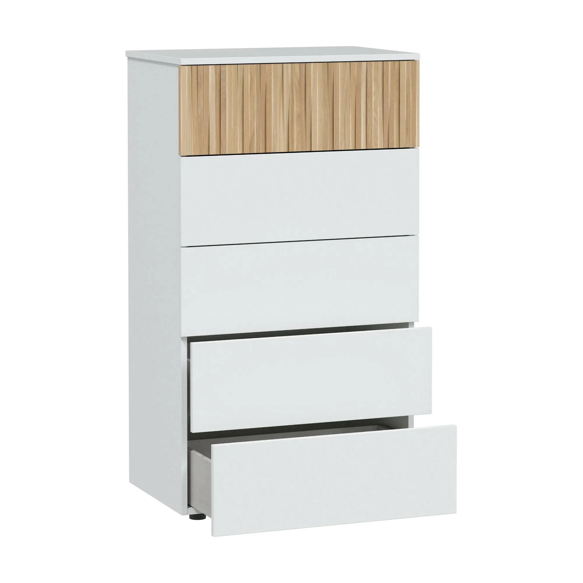 Cassettiera Asiatica, 61x40h109 cm, Bianco e Rovere<Dmora Fashion