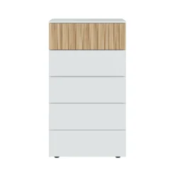 Cassettiera Asiatica, 61x40h109 cm, Bianco e Rovere<Dmora Fashion