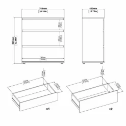 Cassettiera Aski, 77x40 h84 cm,<Dmora Store