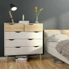Cassettiera Aurelio, 98x39 h100 cm, Bianco e Quercia<Dmora Discount