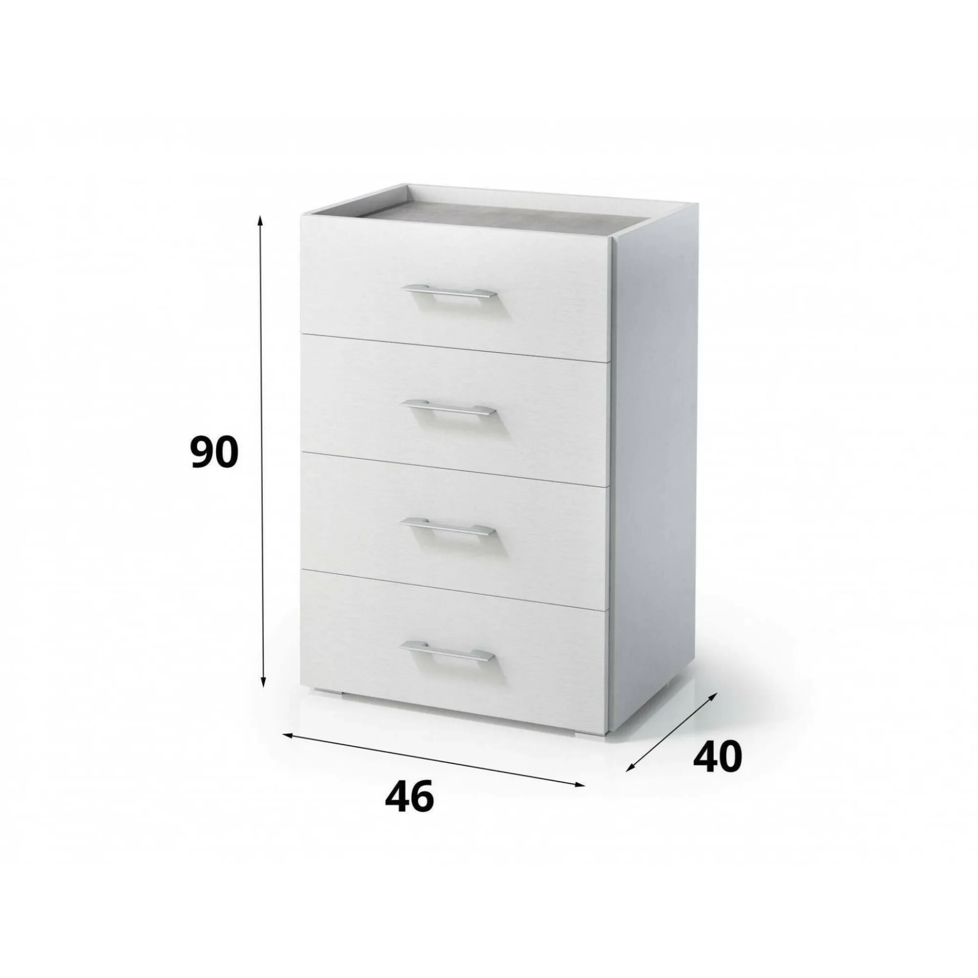 Cassettiera Avim, 50x41h87 cm, Bianco e Cemento<Dmora Shop