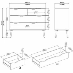 Cassettiera Azir, 98x39 h81 cm, Bianco e Quercia<Dmora Best