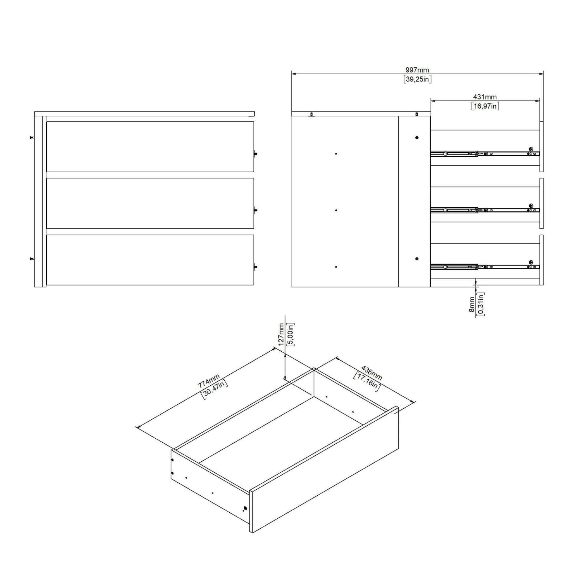 Cassettiera Boulogne, 55x87 h70 cm,<Dmora Best