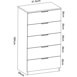 Cassettiera Cesar, 61x39 h110 cm,<Dmora Store