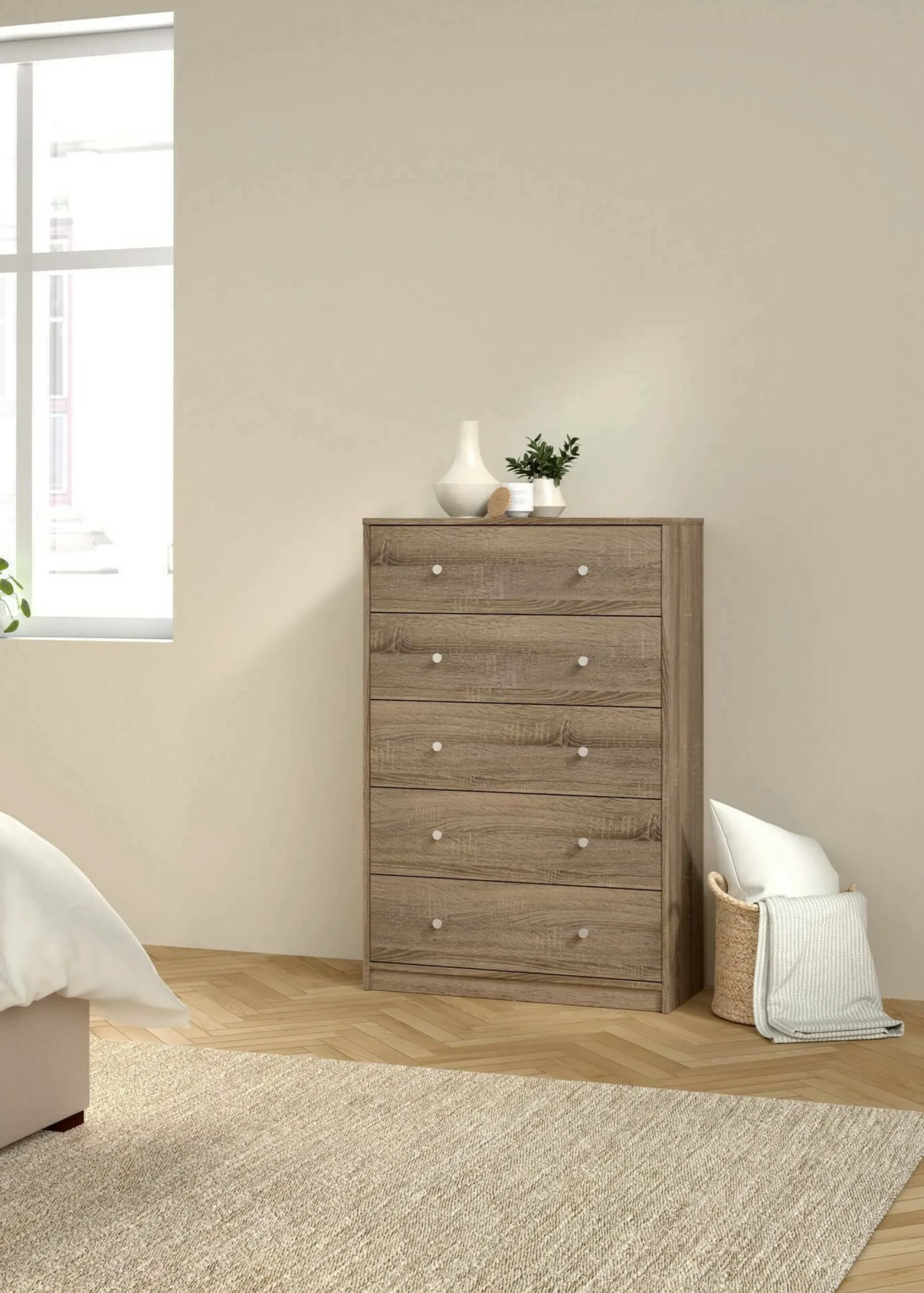 Cassettiera Contessa, 30x72 h108 cm, Rovere<Dmora Best Sale