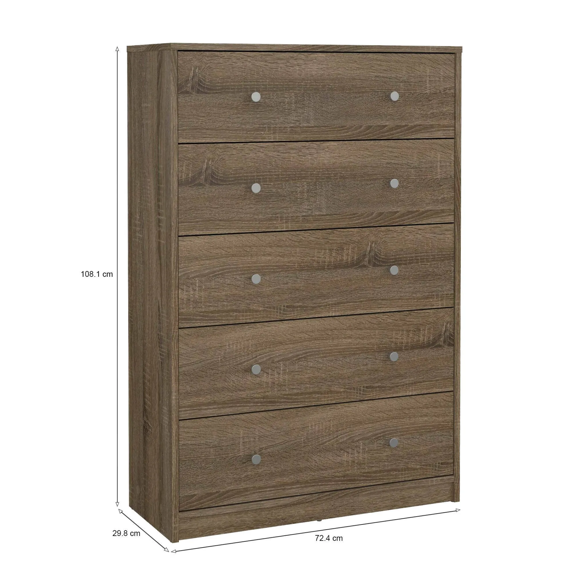 Cassettiera Contessa, 30x72 h108 cm, Rovere<Dmora Best Sale