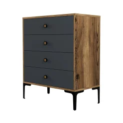 Cassettiera Daceitun, 76x40h91 cm, Noce e Antracite<Dmora Sale