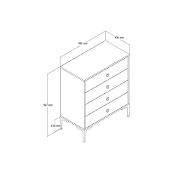 Cassettiera Daceitun, 76x40h91 cm, Noce e Antracite<Dmora Sale