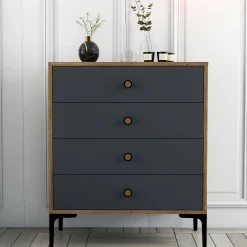 Cassettiera Daceitun, 76x40h91 cm, Noce e Antracite<Dmora Sale