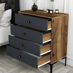 Cassettiera Daceitun, 76x40h91 cm, Noce e Antracite<Dmora Sale