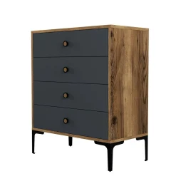 Cassettiera Daceitun, 76x40h91 cm, Noce e Antracite<Dmora Sale