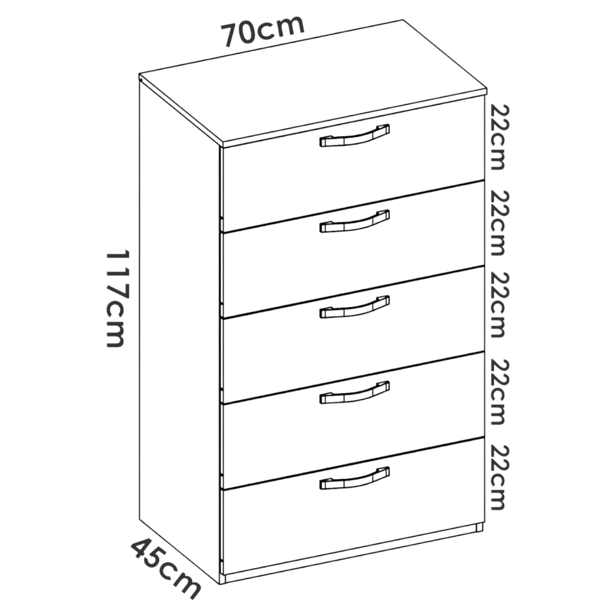 Cassettiera Dgalli, 70x45h117 cm,<Dmora Cheap