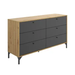 Cassettiera Dlogozz, 120x40h82 cm, Rovere e Antracite<Dmora Shop