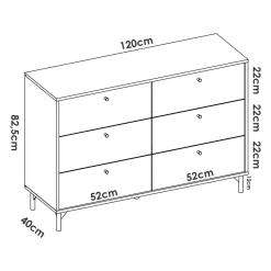 Cassettiera Dlogozz, 120x40h82 cm, Rovere e Antracite<Dmora Shop