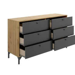 Cassettiera Dlogozz, 120x40h82 cm, Rovere e Antracite<Dmora Shop