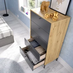 Cassettiera Dlovati, 60x40h127 cm, Rovere e Antracite<Dmora Cheap