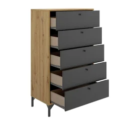 Cassettiera Dlovati, 60x40h127 cm, Rovere e Antracite<Dmora Cheap
